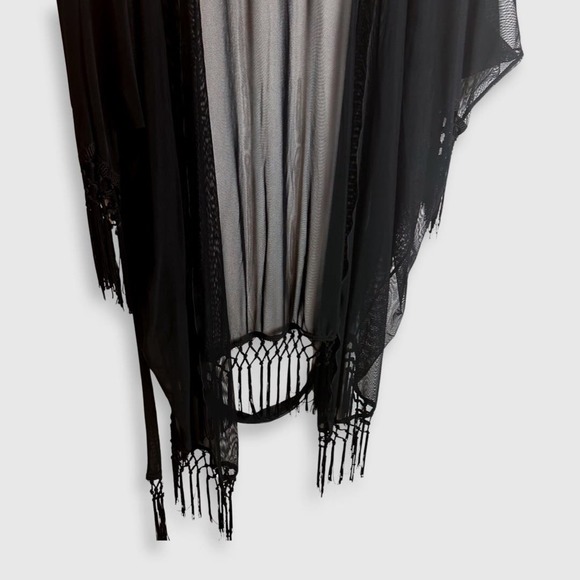 3 FOR $50! 🎁 MONTCE Swim Black Sheer Fringe Kimono OS - Picture 3 of 5